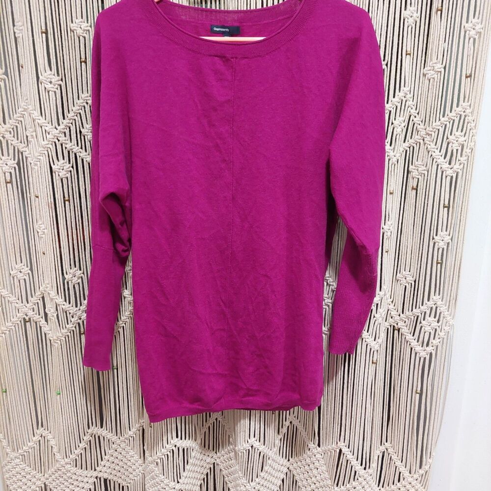 S GAP Maternity Purple Cotton/Wool Tunic Crew Neck Lightweight Knit Sweater